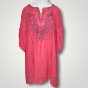 Lady Noie Boho Blingy Embroidered balloon Puff Arm Swimsuit Cover-up Sz 1 XL